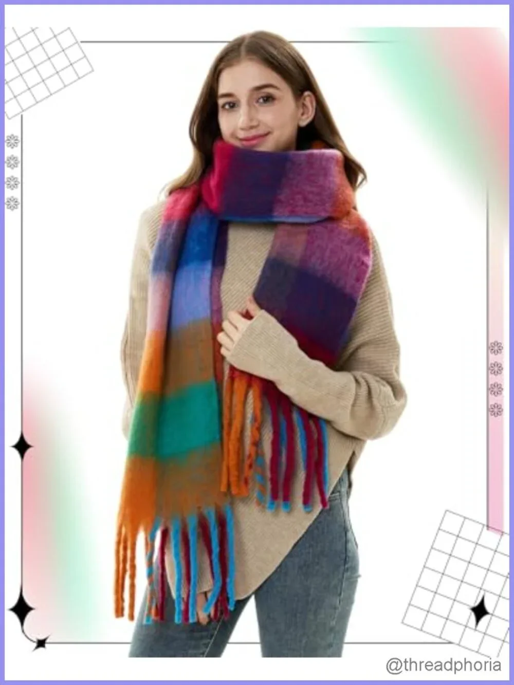 4-Pack Oversized Flannel Plaid Scarf Wrap Shawl Blanket Long Thick Winter Warm